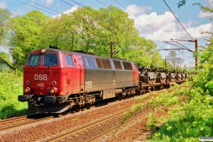 DSB MZ 1422 med G 6535 Gb-Va (militærtog). Km 26,8 Ng (Marslev-Odense) 23.05.1991.