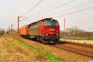 DSB MZ 1427+SJ Qib 80 74 985 0 235-8 som M 6340 Ab-Ro. Km 24,2 Ng (Marslev-Odense) 10.04.1992.