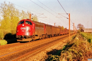 DSB MY 1114 med M 87161 Ng-Od. Km 25,1 Ng (Marslev-Odense) 09.04.1990.