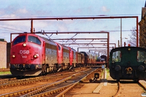 DSB MY 1143+MY 1115+MX 1024 med G 7241 Gb-Od. Odense 12.04.1990.