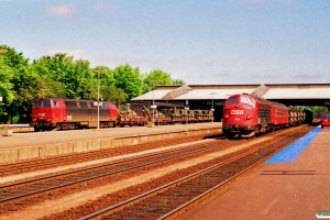 DSB MZ 1424+2 Kbs+7 Rs+Slmmps som G 6609 Sg-Va og MY 1122+B+4 Rs+Kbs+Rs som G 6550 Va-Gb. Fredericia 31.05.1991.