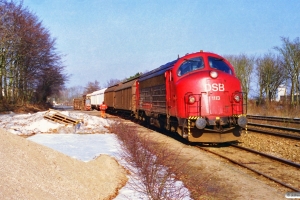 DSB MY 1113 med G 8656 År-Hx. Hasselager 19.03.1996.