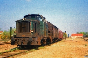 DSB MH 308 med godstog Uv-Od. Ullerslev 08.05.1987.