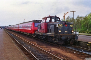 DSB MT 160 bag på IC 164 Es-Kh. Nyborg 16.04.1990.