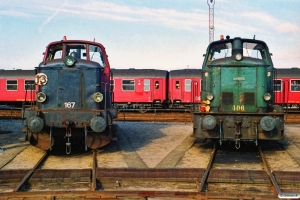 DSB MT 167 og MH 406. Nyborg Færge 08.09.1990.