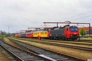 DSB EA 3004+Målevogn 001+WRm 601+WLABm 461+Målevogn 002+003+Værkstedsvogn 201. Kolding 28.10.1996.