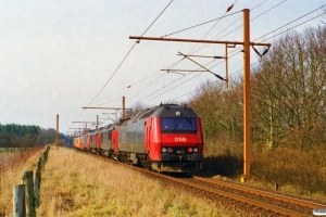 DSB EA 3006+Målevogn 001+WRm 601+EA 3005+MZ 1458+MZ 1453+ME 1515 som M 8417 Pa-Oj. Km 98,7 Fa (Tinglev-Vejbæk) 24.03.1997.
