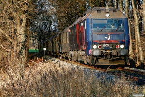 DSB ME 1503 med EP 8137 Nf-Ge. Km 150,6 Kh (Nykøbing F-Væggerløse) 13.12.2009.