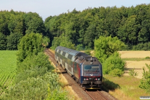 DSB ME 1514 med RØ 4256 Nf-Kh. Km 134,6 Kh (Nørre Alslev-Eskilstrup) 05.08.2013.