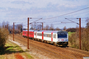 DSB MR/D 63+MR/D 07 som RV 3137 Ngf-Ab. Hjulby 31.03.1997.