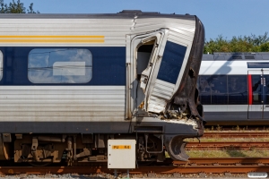 DSB ER 2011 - Materiel fra L 947 Fa-Sdb der påkørte traktorpåhængsvogn i overkørsel 86 mellem Tinglev og Kliplev den 18/8. Tinglev 23.08.2017.