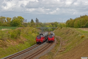 DSB ME 1531 med RØ 4545 Kk-Hk og ME 1528 med RØ 4528 Hk-Kk. Km 42,2 Kh (Lejre-Hvalsø) 15.05.2020.