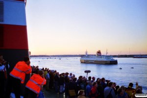 Udsigt fra Dronning Ingrid (Færge 168). Nyborg Færge 31.05.1997.