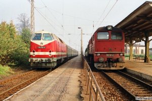 DR 119 160-0 med Tog 5360 og 120 321-5. Bad Kleinen 27.10.1990.