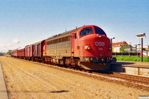 DSB MY 1116+HD 38121+EA 6001+AU 253+NSB WLA 21011+Bcm 423 som Tog 3514 Fh-Sgb. Frederikshavn 22.06.1994.