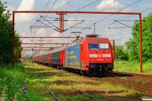 DB 101 036-2+Bc-t 313+318+316+315+311+WSD 002 som IP 13289. Padborg 29.06.2001.