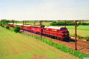 DSB MX 1001+NSB Di3.602+DSB MO 554+ABv 293+BL 1324+AU 251+DB 5101 som MX 8630 Rd-Ro. Km 67,6 Kh (Ringsted-Fjenneslev) 13.05.1994.