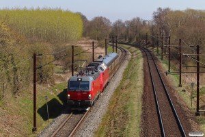 DSB EB 3225+ME 1521+S 001+WRm 603 som M 6333 Gb-Ar. Km 166,0 Kh (Odense-Holmstrup) 19.04.2022.