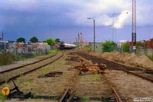 Sporombygning på risten ved Carlsberg depotet. Odense 26.08.1988.