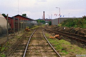 Sporombygning på risten ved Carlsberg depotet. Odense 02.09.1988.