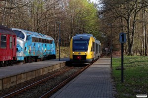 Lokaltog 115+215 som PP 106097 Hi-Gll og DSB MY 1126 med Tog 106804 Gll-Hi. Mårum 30.04.2022.