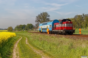 PREG SU42-518 med materieltog til Gorzów Wielkopolski. Kamień Mały - Witnica 12.05.2017.
