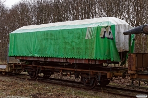 Undervognen fra DSB G 40226 læsset med vognkassen fra FFJ C 76. Lunderskov 29.01.2021.