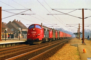 DSB MX 1028+MX 1012+MX 1036 med G 43765 Kk-Rfø. Ringsted 17.03.1990.