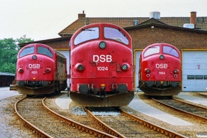 DSB MY 1123, MX 1024 og MY 1154. Padborg 30.06.1990.