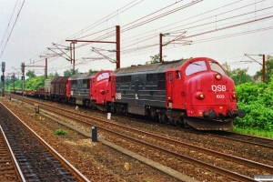 DSB MX 1003+MX 1043 med G 7763 Gb-Hr. Hvidovre Fjern 02.07.1991.