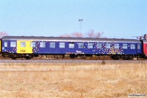 DSB Måleledsagevogn 61 86 99-69 007-8. Nyborg 16.04.1996.