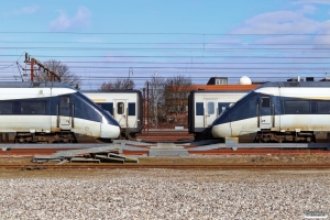 DSB MG 32 og ER 39 til venstre og MG 80 og MF 01 til højre. Odense 14.03.2021.