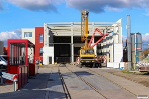Det nye værksted under opførelse. Niebüll NEG 11.10.2015.