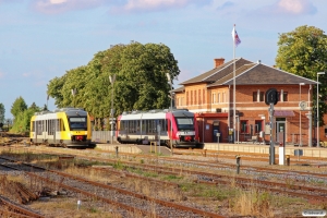 RT 2033+2133 som Tog 173074 Kj-Lp og RT 2038+2138 som Tog 204075 Rd-Kj. Hårlev 06.08.2013.