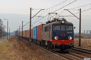 ID EU07-093+containervogne. Kotomierz - Pruszcz Pomorski 03.04.2018.